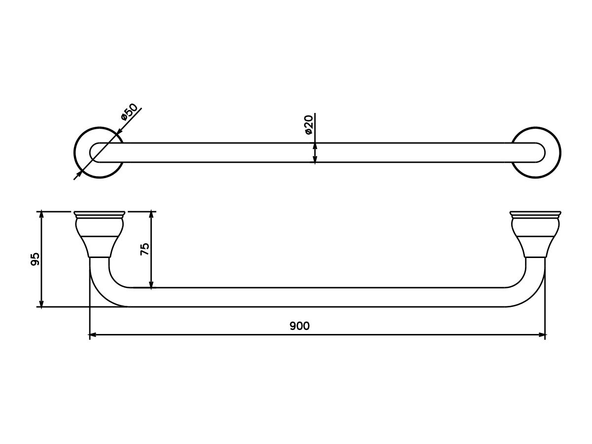 Milli Monument Edit Single Towel Rail 900mm
