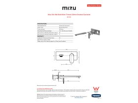 Specification Sheet - Mizu Silk Wall Bath Mixer Trimset 220mm Brushed Gunmetal