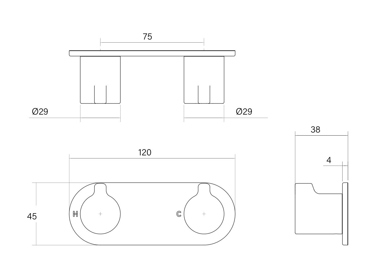 Technical Drawing - Faucet Strommen Vara Fin Wall Top Assembly Lead Free