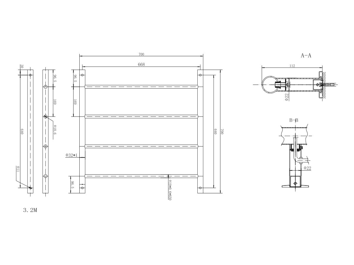 Posh Solus MK2 Heated Towel Rail 700mm x 700mm