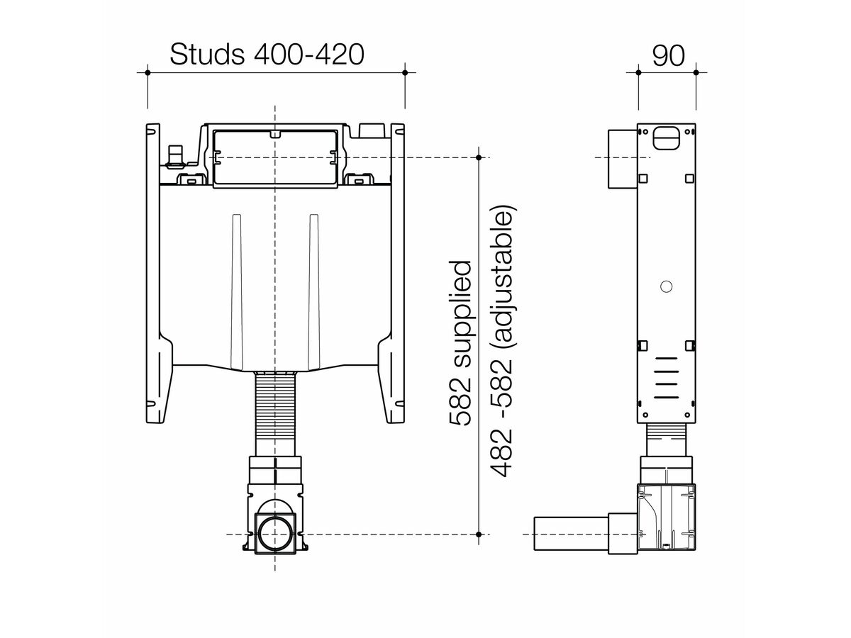 Caroma Invisi II Inwall Cistern with Adjustable Flush Pipe (4 Star)