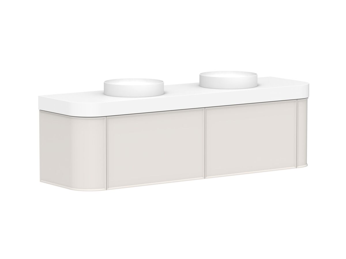 Supporting Image - Kado Era Double Curve All Drawer 1800mm Wall Hung Vanity Double Basin 90mm Durasein Top Feather Grey