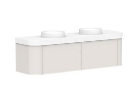 Supporting Image - Kado Era Double Curve All Drawer 1800mm Wall Hung Vanity Double Basin 90mm Durasein Top Feather Grey