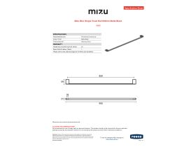 Specification Sheet - Mizu Bloc Single Towel Rail 900mm Matte Black