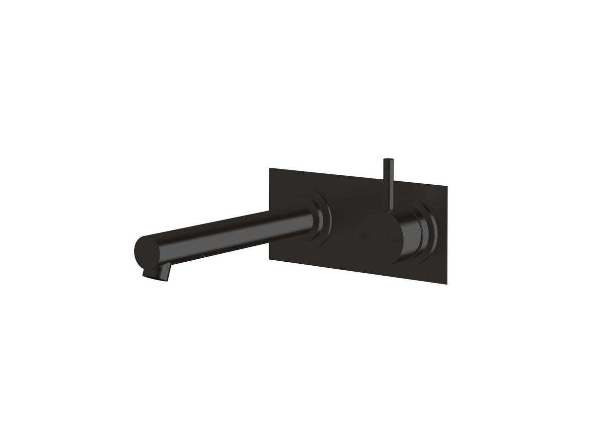 Sussex Scala Straight Wall Basin Mixer Tap System Right Hand Mixer Tap 200mm Outlet LUX PVD Matte Opium Black (6 Star)