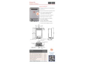 Specification Sheet - Rheem 20L Gas Continuous Flow Water Heater