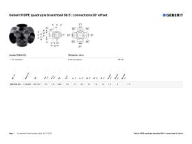 Specification Sheet - Geberit 4 Way Branch Junction 110mm x 110mm x 90 Degree