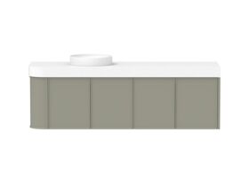 Hero - Kado Era Single Curve All Door 1650mm Wall Hung Vanity Left Hand Basin 90mm Durasein Top Wolfram Green