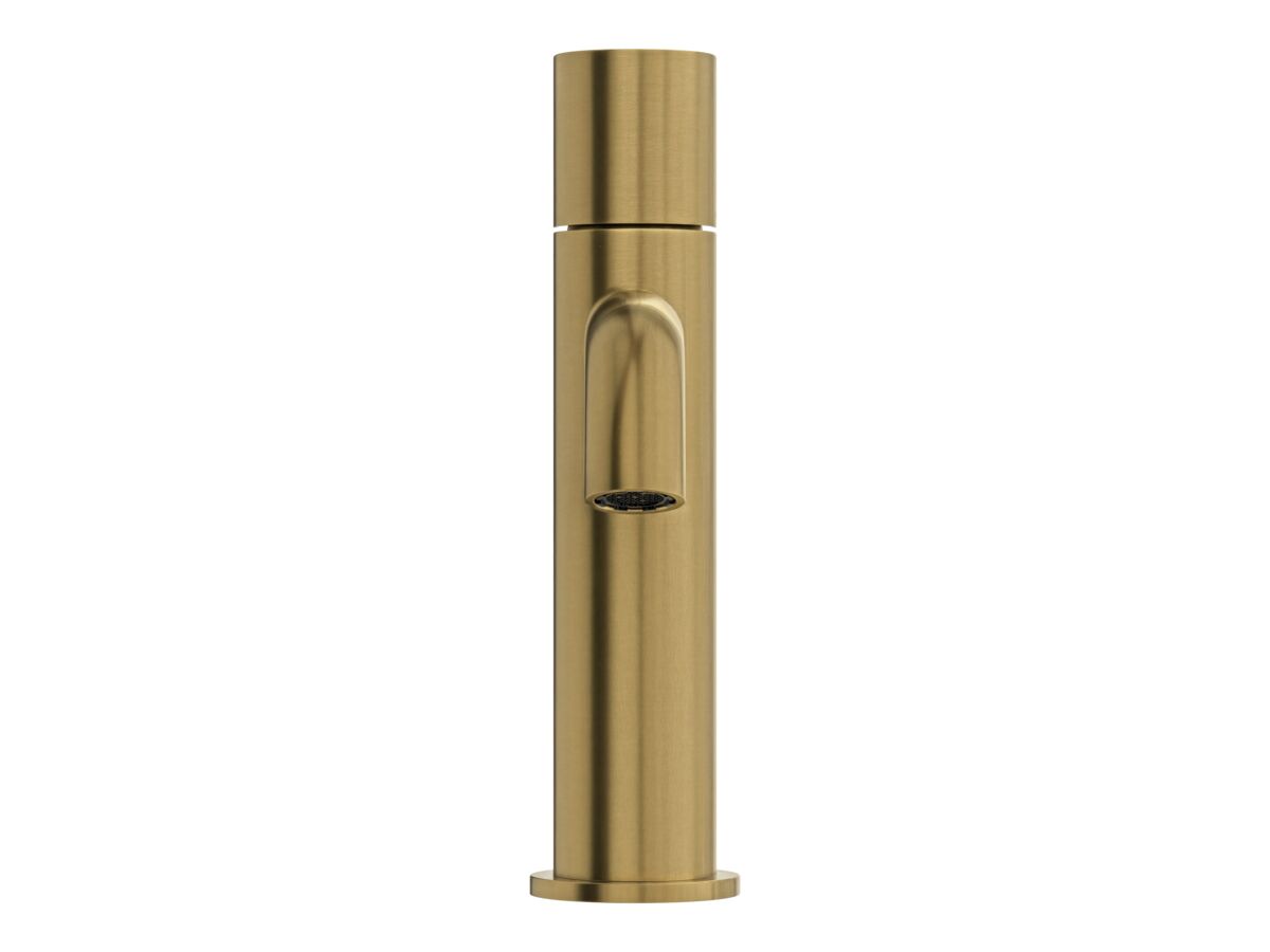 Supporting Image 2 - Mizu Drift Dial Basin Mixer Curved Spout Brushed Brass (6 Star) Lead Free