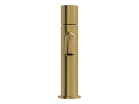 Supporting Image 2 - Mizu Drift Dial Basin Mixer Curved Spout Brushed Brass (6 Star) Lead Free