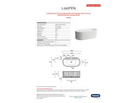 Specification Sheet - LAUFEN Sonar Freestanding Bath with Overflow 1600 x 815mm Textured Exterior Surface White