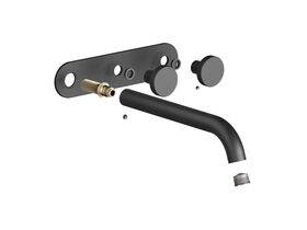 Hero - Faucet Strommen Vara Disc Wall Basin / Bath Hostess Tap System Right Hand 200mm Trimset Matte Black (6 Star) Lead Free