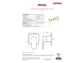 Specification Sheet - Mizu Silk Shower Mixer Tap Trimset Brushed Brass Lead Free
