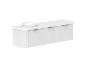 Supporting Image 2- Kado Neue Fluted Double Curve All Drawer 1800mm Wall Hung Vanity with Left Hand Basin Durasein 50mm Top Ultra White