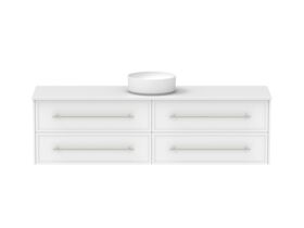 Hero - Kado Lux 1800mm All Drawer Wall Hung Vanity Unit 4 Drawers Centre Bowl Vanity 20mm Top Shaker