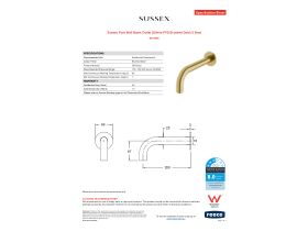 Specification Sheet - Sussex Pure Wall Basin Outlet 200mm PVD Brushed Gold (3 Star)