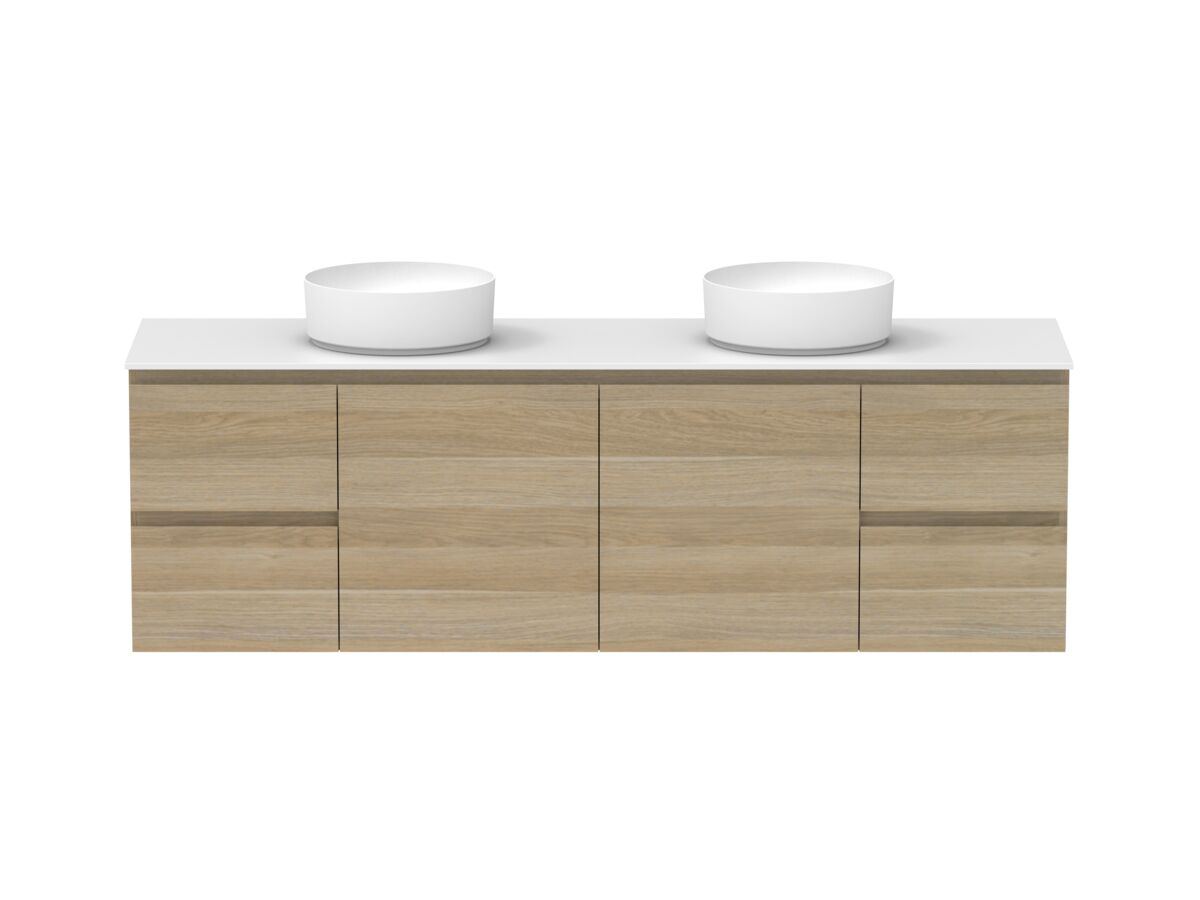 Hero - Posh Domaine 1800mm Wall Hung Vanity Unit Conventional Double Bowl 12mm Durasein Top