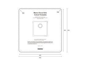 Cutout Template - Memo Oscar Inset/Undermount Single Bowl Sink 400mm Overflow No Taphole