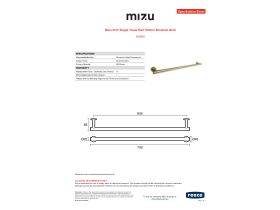 Specification Sheet - Mizu Drift Single Towel Rail 700mm Brushed Gold