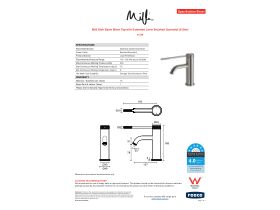 Specification Sheet - Milli Etch Basin Mixer Tap with Extended Lever Brushed Gunmetal (6 Star)