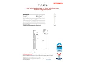 Specification Sheet - Sussex Pure Floor Mounted Basin Mixer with Diamond Textured Handles Trimset PVD Brushed Gunmetal (5 Star) Lead Free