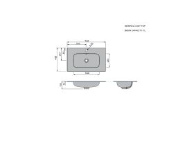 Technical Drawing - Posh Domaine Mineral Cast Top 750mm