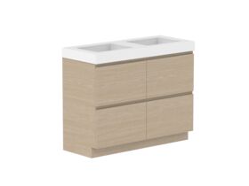 Supporting Image - Posh Domaine All-Drawer Twin 1200mm Floor Mounted Vanity Unit Double Bowl 90mm Top
