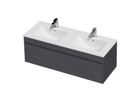 Posh Domaine Single 1200 Double Bowl 1 Drawer Wall Hung Colour Console Top Gloss White