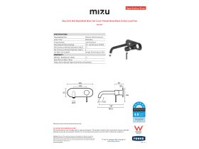 Specification Sheet - Mizu Drift Wall Basin/Bath Mixer Set Curve Trimset Matte Black (6 Star) Lead Free