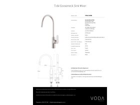 Specification Sheet - Voda Tide Sink Mixer Brushed Nickel PVD (3 Star) Lead Free