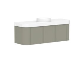Supporting Image 2 - Kado Era Double Curve All Door 1500mm Wall Hung Vanity Centre Basin 90mm Durasein Top Wolfram Green
