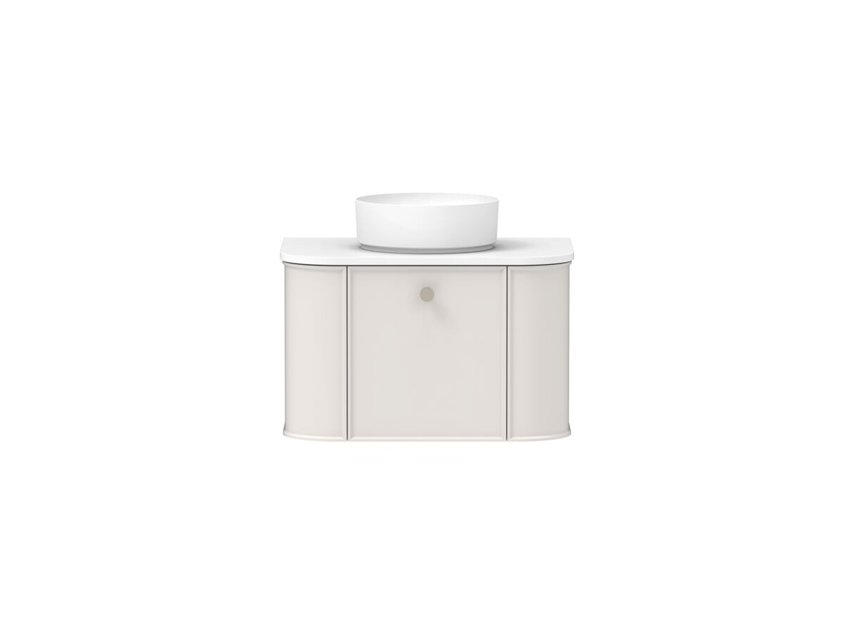 Supporting Image - Kado Era Double Curve All Door 750mm Wall Hung Vanity with Centre Basin 20mm Top Feather Grey