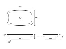 LAUFEN Palomba Counter Basin 850x500mm No Taphole White