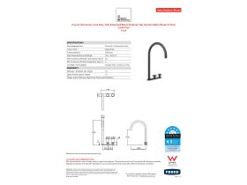 Specification Sheet - Faucet Strommen Vara Disc Hob Extended Basin Hostess Tap System Right Hand Matte Black (6 Star) Lead Free