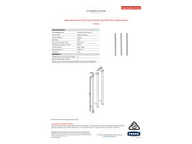 Specification Sheet - Hydrotherm Pure Vertical Triple Heated Towel Rail 900 x 38mm Chrome