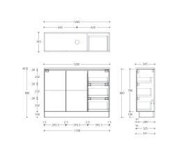 Posh Domaine 1200mm Ensuite Floor Mount Vanity Unit Single Bowl Cherry Pie, Friday Hybrid Quartz & Caesarstone Top