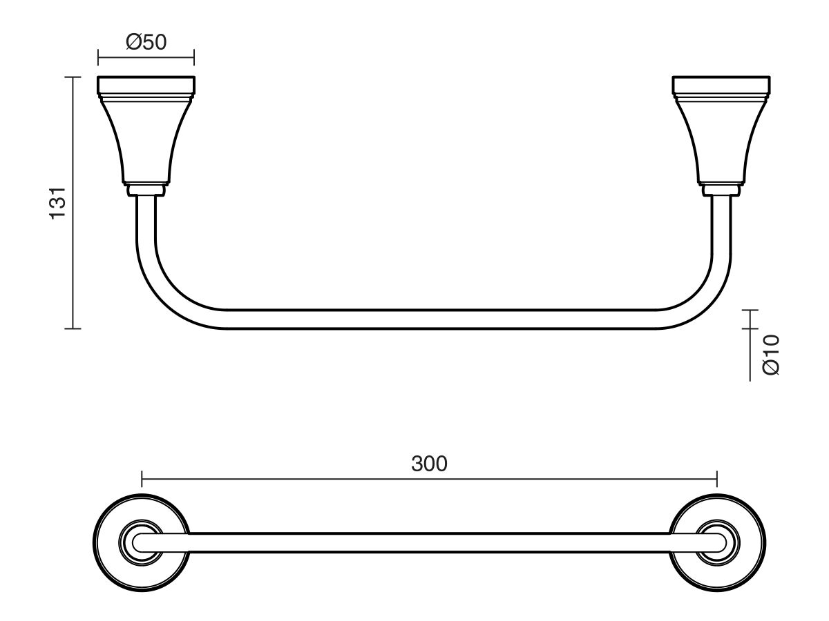 Kado Era Single Towel Rail 300mm