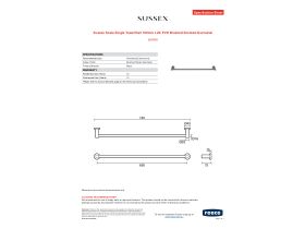 Specification Sheet - Sussex Scala Single Towel Rail 700mm LUX PVD Brushed Smoked Gunmetal
