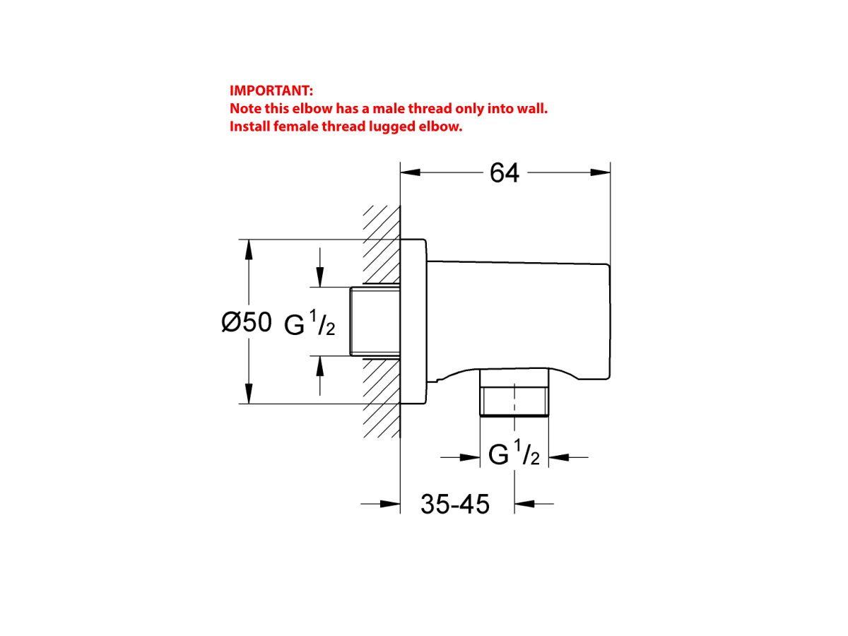 GROHE Male Thread Shower Elbow Hard Graphite