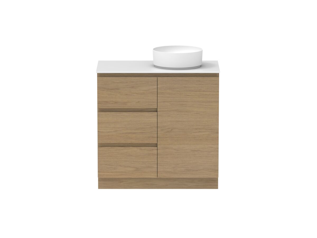 Supporting Image - Posh Domaine Plus Hamper Trio 900 Floor Mounted Right Bowl 12mm Durasein Top
