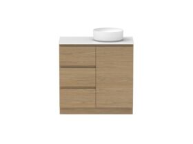 Supporting Image - Posh Domaine Plus Hamper Trio 900 Floor Mounted Right Bowl 12mm Durasein Top