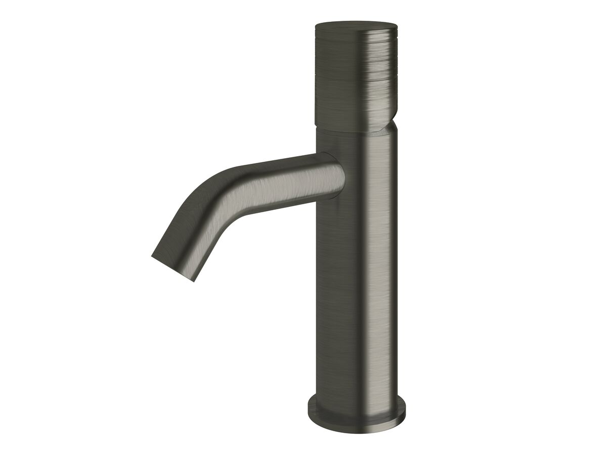 Sussex Pure Basin Mixer Tap Curved Spout with Cirque Textured Handle Brushed Gunmetal (5 Star)
