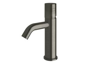 Sussex Pure Basin Mixer Tap Curved Spout with Cirque Textured Handle Brushed Gunmetal (5 Star)