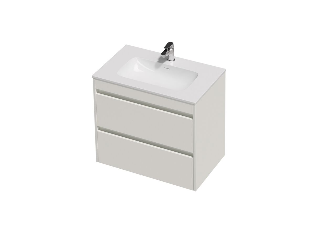Hero - Posh Domaine Twin 750 2 Drawer Wall Hung Vanity White Console Top Gloss White Mineral Cast