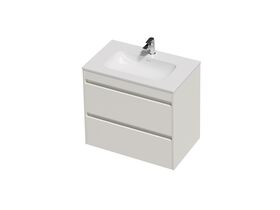 Hero - Posh Domaine Twin 750 2 Drawer Wall Hung Vanity White Console Top Gloss White Mineral Cast