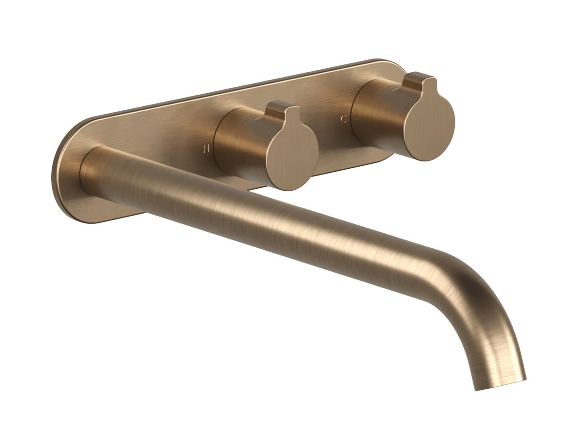 Supporting Image - Faucet Strommen Vara Fin Wall Basin / Bath Hostess Tap System Right Hand 250mm Trimset Discovery Bronze (6 Star) Lead Free