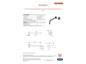 Specification Sheet - Sussex Pure Progressive Wall Bath Mixer System 250mm PVD Brushed Gunmetal Lead Free