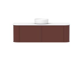 Supporting Image - Kado Era Double Curve All Drawer 1500mm Wall Hung Vanity with Centre Basin 20mm Top Red Marble