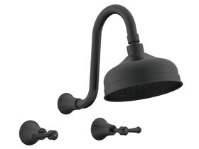 Hero - Posh Canterbury Gooseneck Shower Set Lever Handles Matte Black (3 Star)