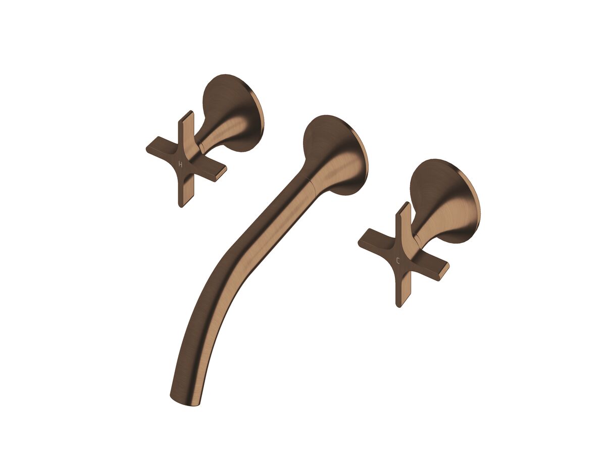 Sussex Oria Cross Wall Basin Set 215mm PVD Brushed Bronze (5 Star)
